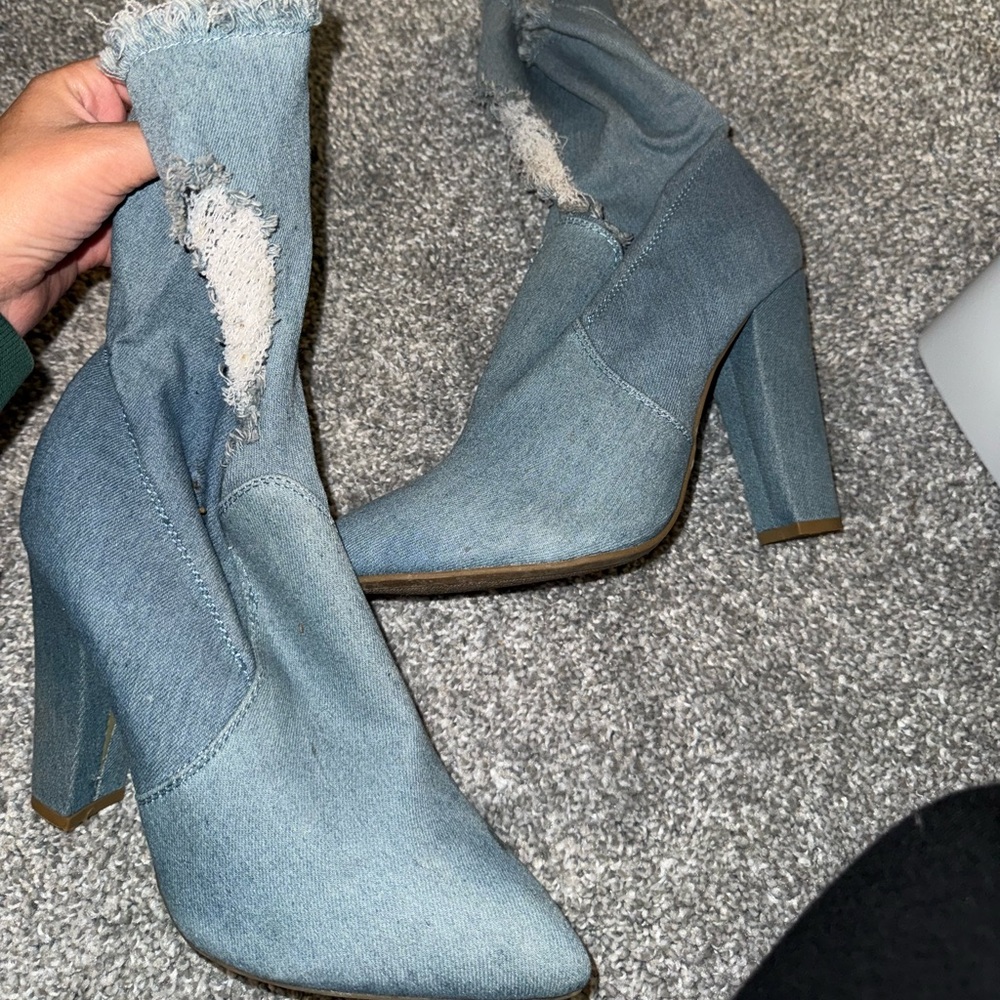 Stylish Denim Heeled Boots